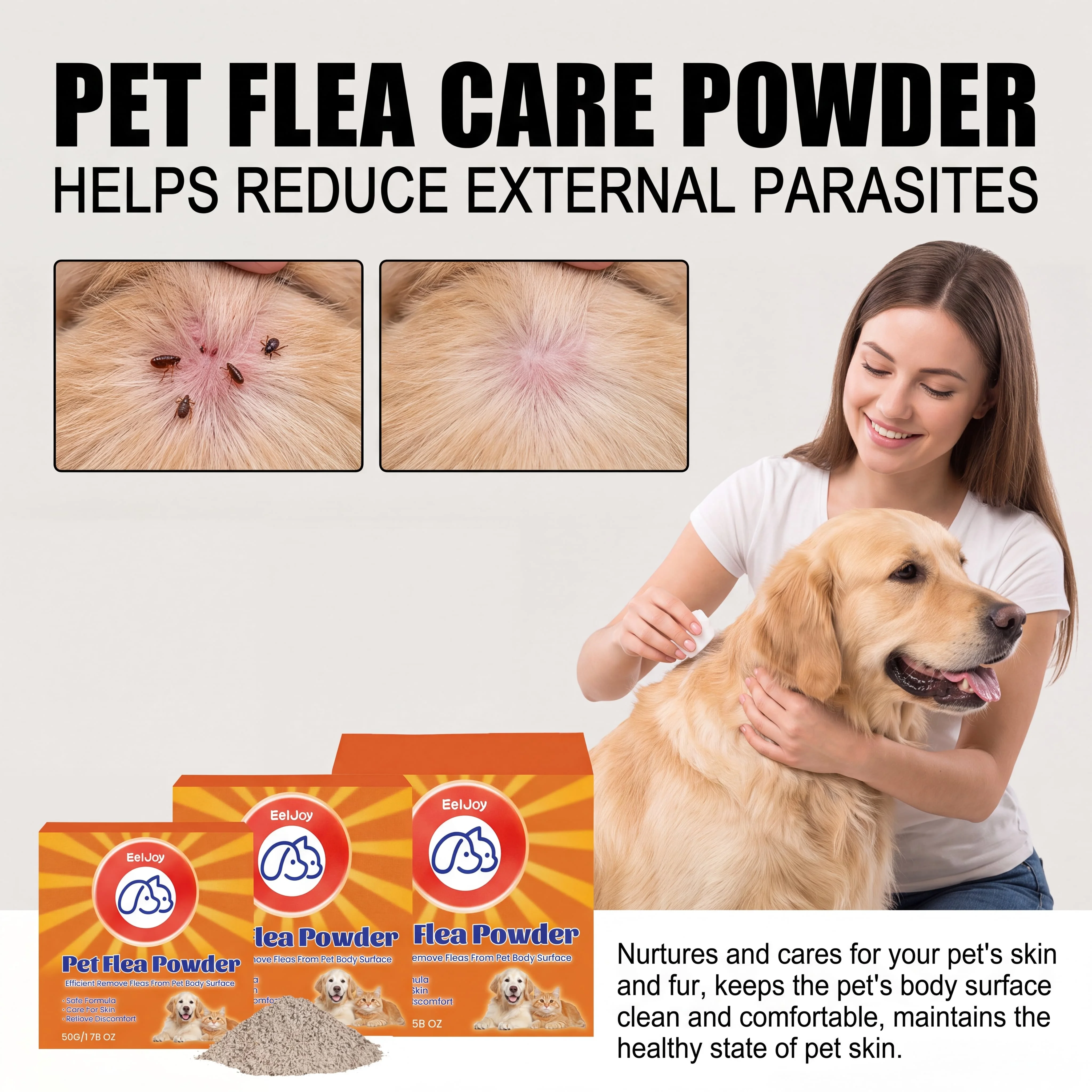 50/100/300g Safe Gentle Pet Flea Control Powder Dry Cleaning Sensitive Skin Care Soothing Refreshing Repellent For Cats Dogs
