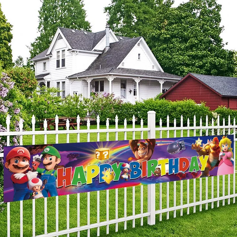 Super Mario Party Supplies for Children, Birthday Banner, Decoração de bandeira ao ar livre, Fun Hang, Garten House, 50x300cm