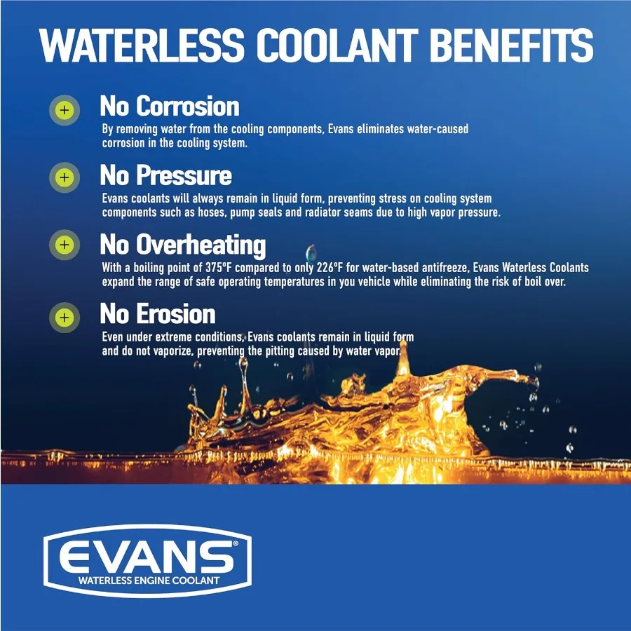 Evans Refrigerante EC72064 Refrigerante motore senza acqua Powersport 64 fl. oz. Confezione da 3 per motociclette ad alte prestazioni e Powersport Vehi