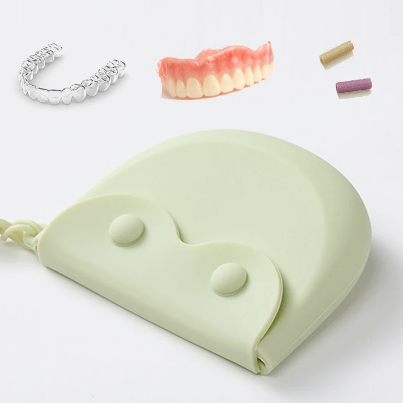 Silicone Dental Denture Case Retainer Storage Box Mouth Guard Container Denture Case Sealed Braces Box Oral Hygiene Supplies