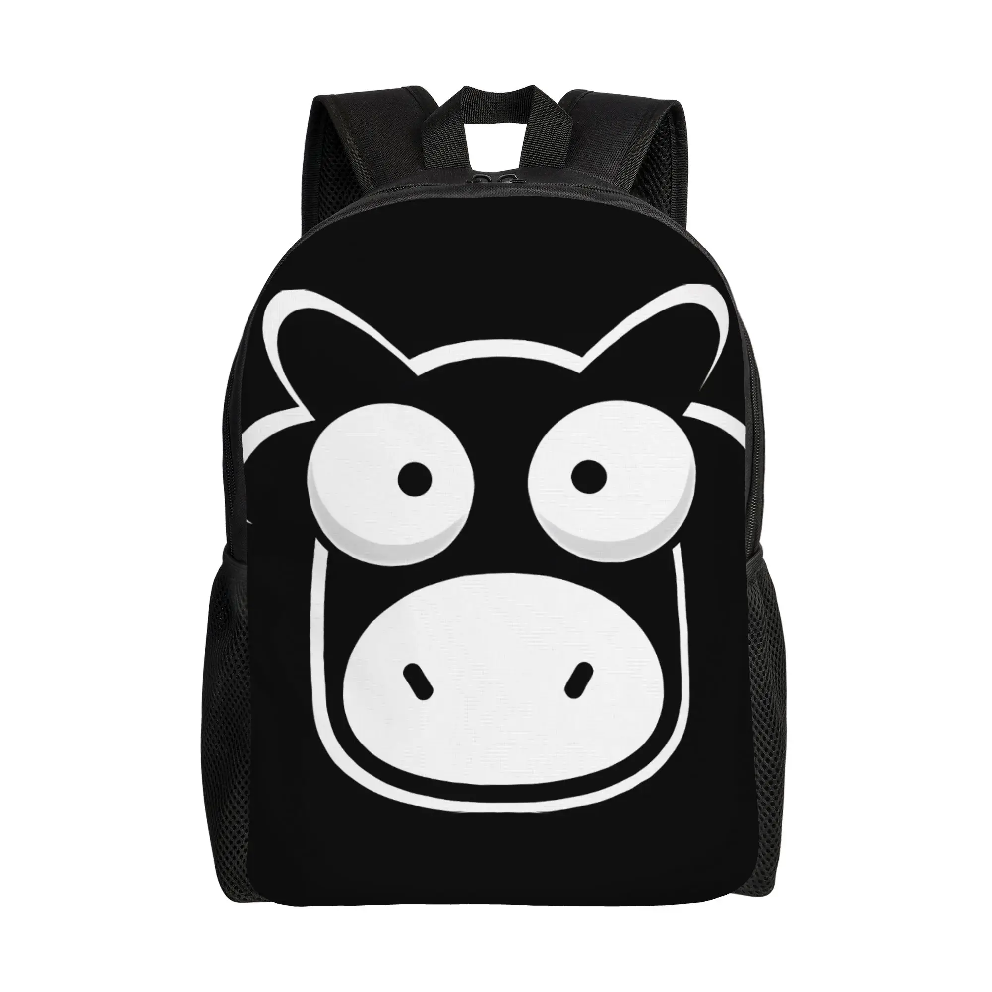 

Милый черный рюкзак с изображением коровы для студентов, вместительный школьный рюкзак для повседневного использования, к началу учебного года