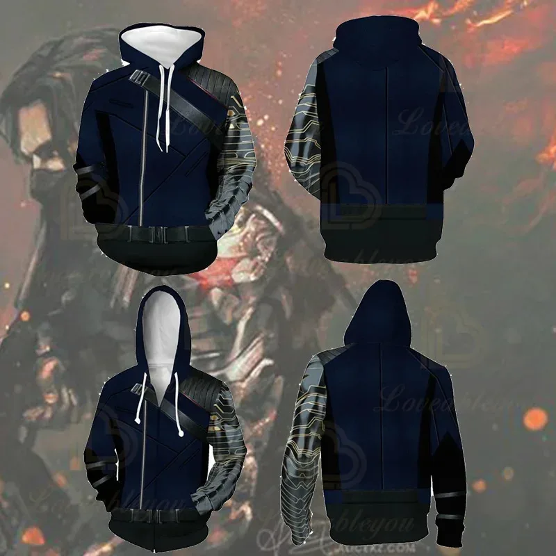 

2025 New Halloween 2022 New Design Winter Soldier Hoodies Sweatshirts Men Hoody Hooded Jacket Clothing Super Hero Movie Cosplay
