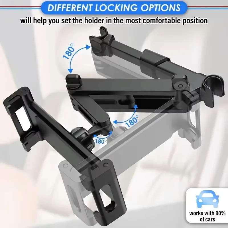Tablet-Halterung fürs Auto, Kopfstützenhalterung für Tablet/iPad/Handys, Auto-Tablet-Halterung mit 360°-Drehung ° Drehbar und einstellbar – Detail 3
