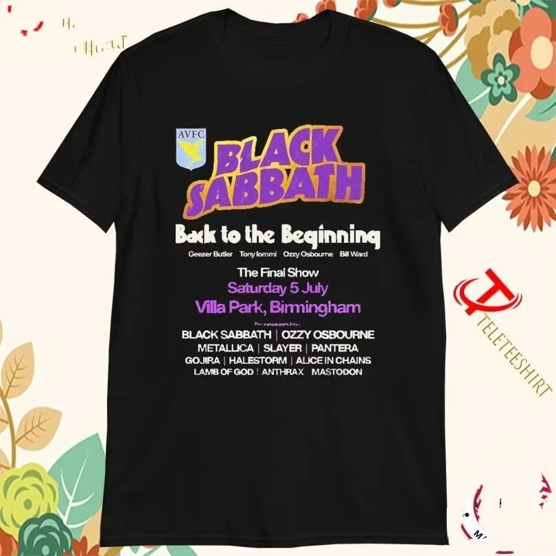 

2023 Black Sabbath Aston Villa Back The Final Show Летняя хлопковая футболка с короткими рукавами и круглым вырезом Ins Y2k Новый бренд