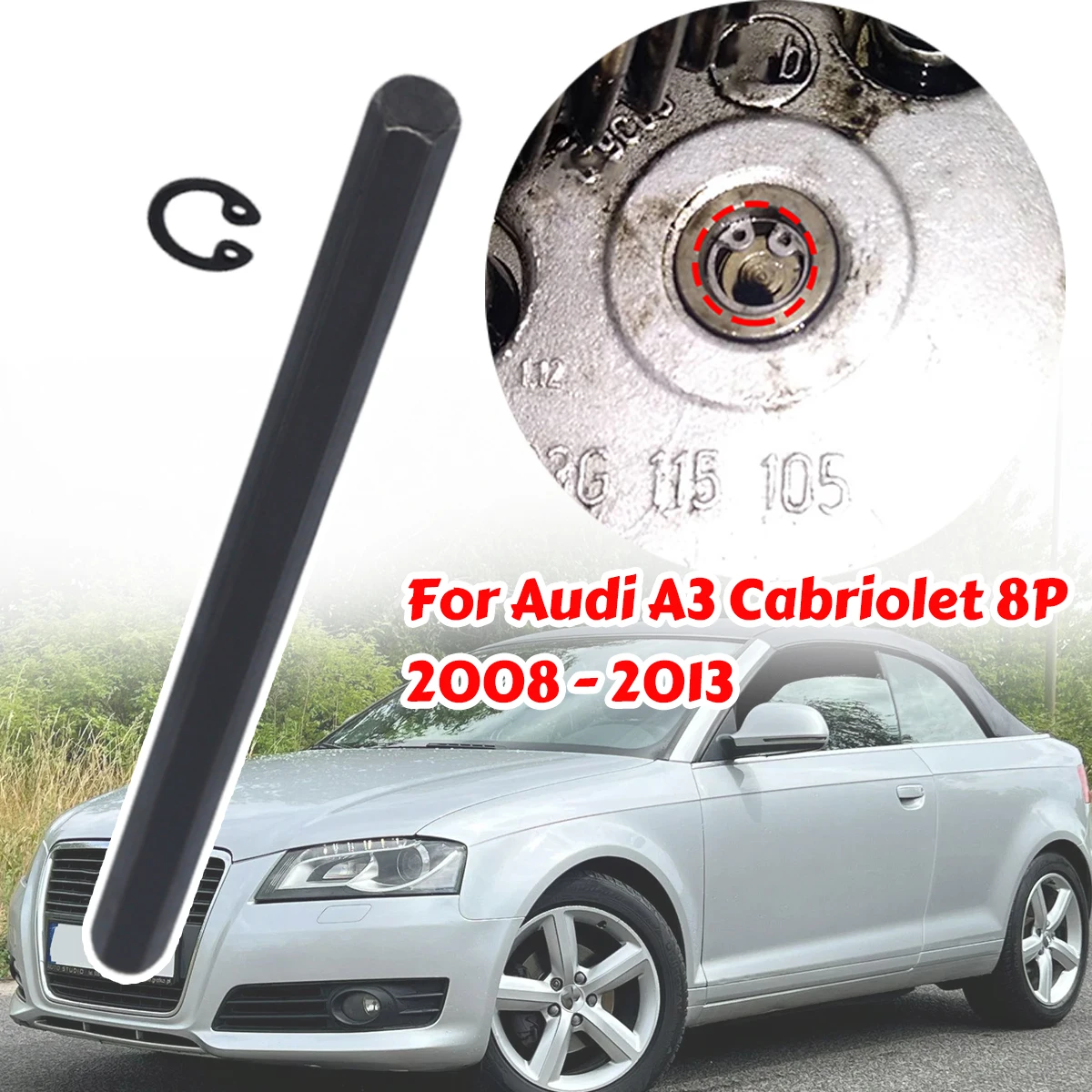 100mm Oil Pump Drive Key Hex Allen Balance Shaft with Securing Ring Circlip Accessories for Audi A3 Cabriolet 8P 2008-2013 Parts