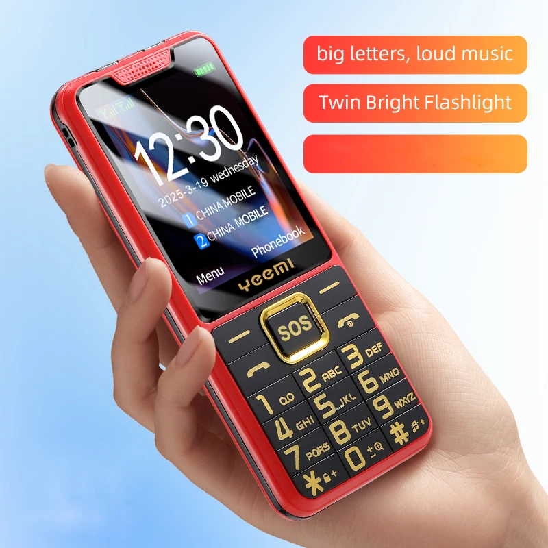 Cheap Senior Cellphone GSM 2G Slim Large Push-Button Phone For Elderly SOS Key Two Sim Dual Torch Loud Voice Speed dial