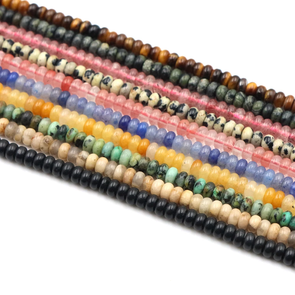 4x2mm Natural Stone Abacus Beads Healing Crystals Jade Flat Round Loose Rondelle Bead for DIY Jewelry Making Bracelets Supplies