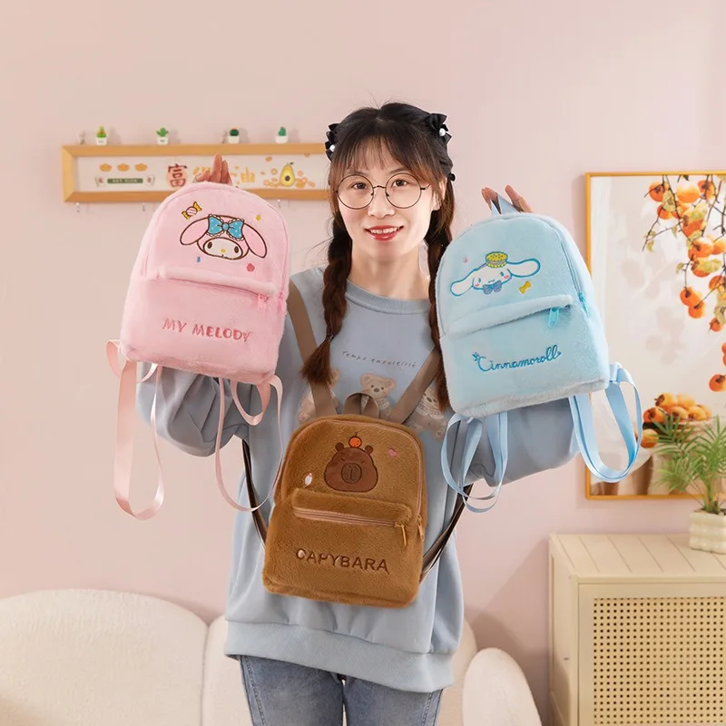 サンリオハローキティぬいぐるみバッグかわいいシナモロール漫画バックパック収納メッセンジャーバッグクロミット人形ダブルショルダー通学