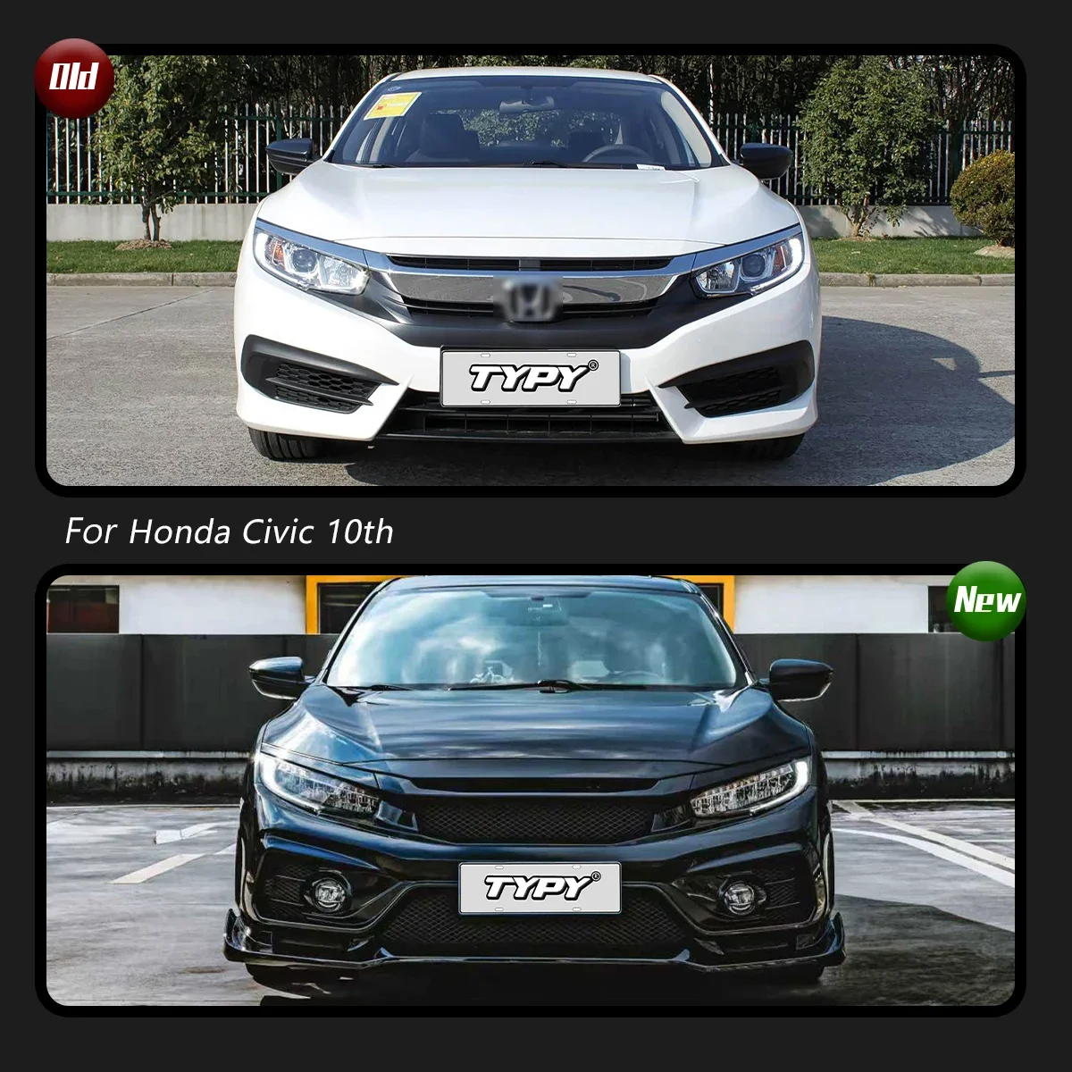 

Комплект кузова TYPY для Honda Civic Style 2016-2021, комплект кузова с бампером, фарой, выхлопными крыльями