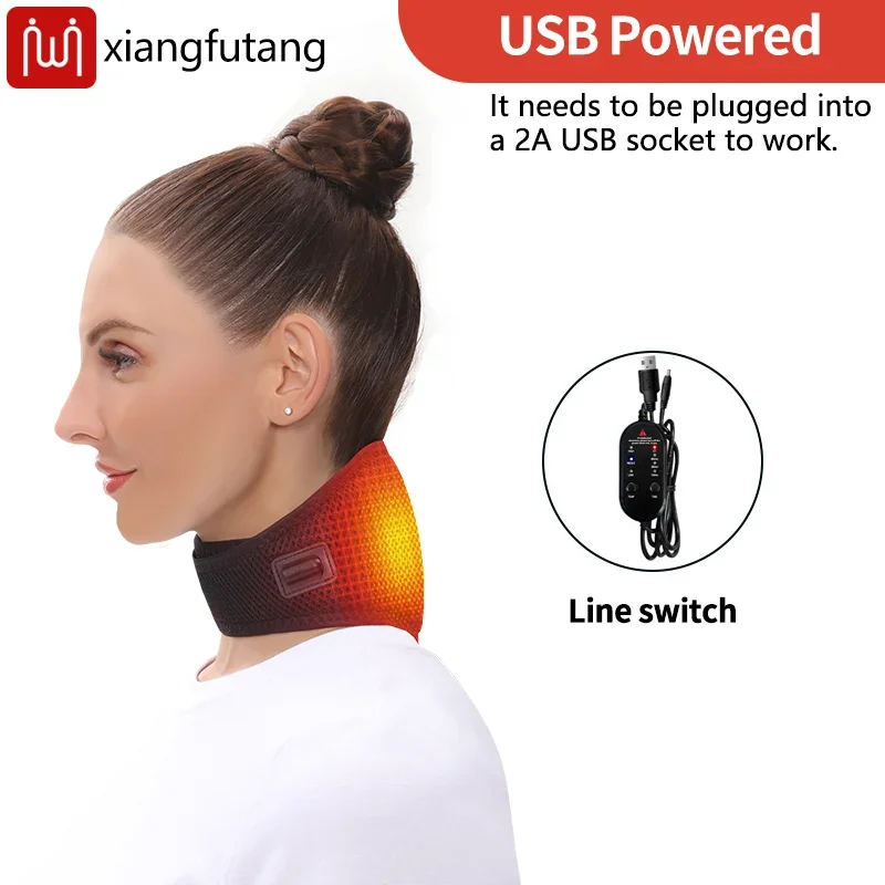 Almohadilla calefactora para el cuello, masajeador vibratorio para el cuello, 3 niveles de temperatura, envoltura para el cuello calentada, soporte calentador de cuello para invierno para aliviar el dolor