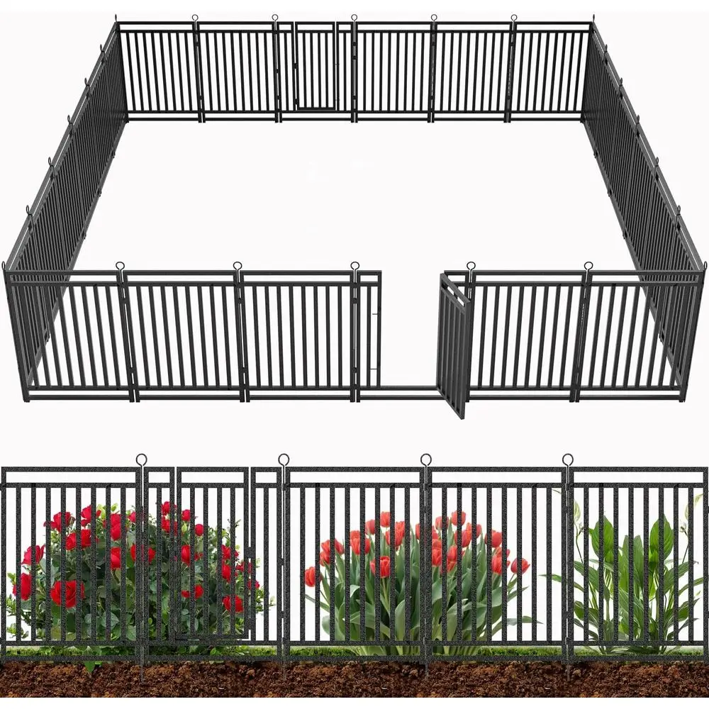 

Decorative Garden ence 54t (L) × 40in (H), 21 Panels + 3 Gates, Metal Dog ence Outdoor or Yard, Rust-Proo Animal Barrier encing