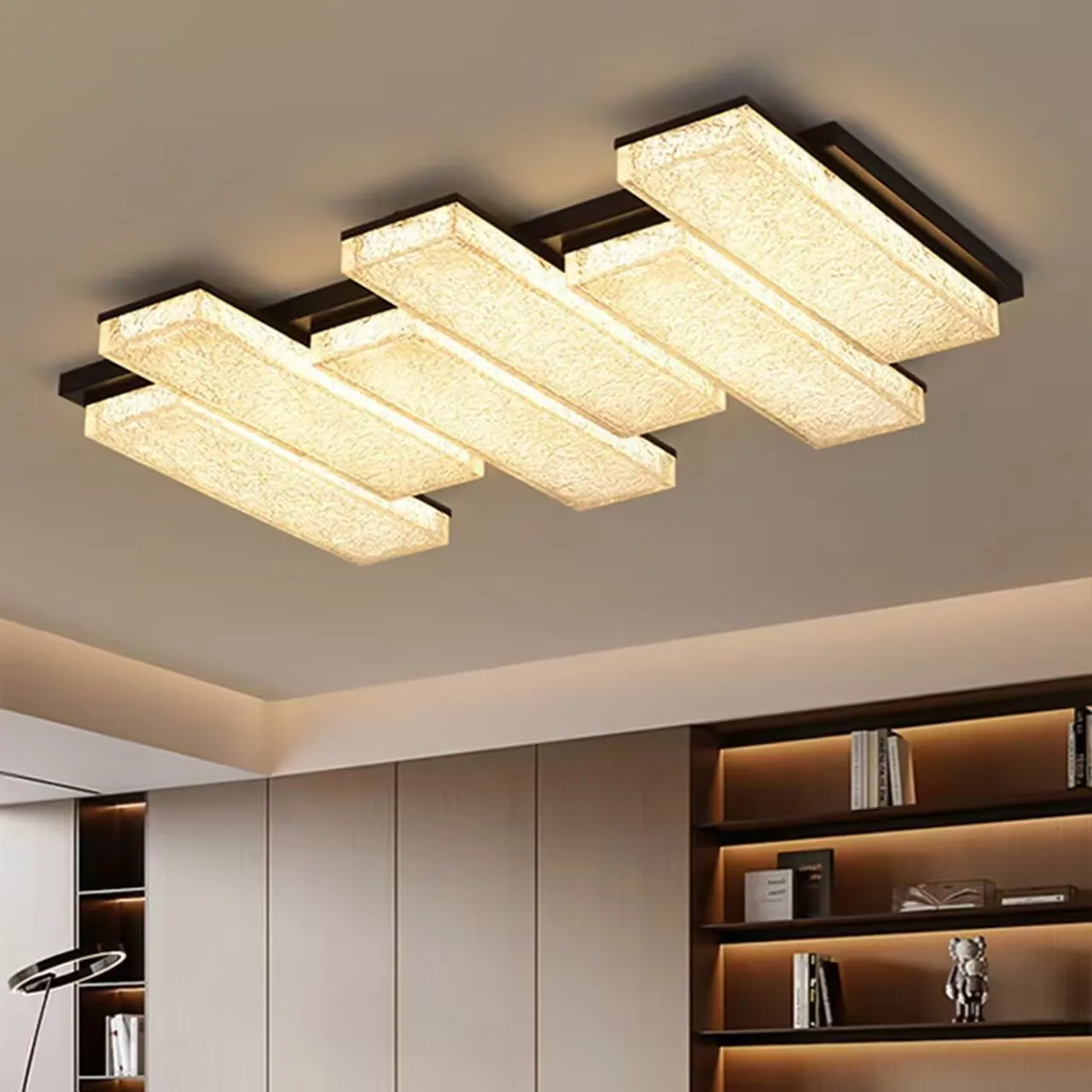 

Italian minimalist luxury large sized ceiling lamp for living room, high end and eye protecting resin ceiling lamp