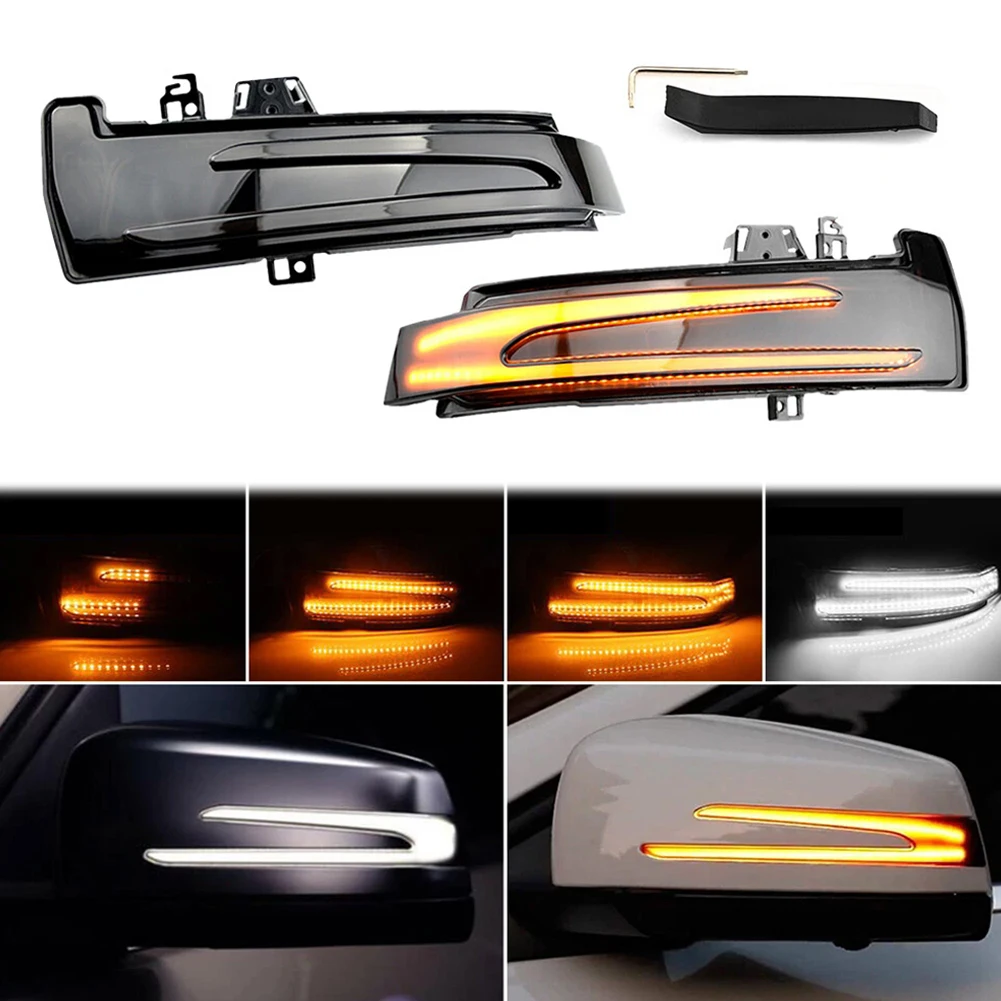 2Pcs Side Mirror Indicator Lamp Dustproof LED Dynamic Turn Signal Light 12V Flowing Water Blinker Flashing Light Car Accessories