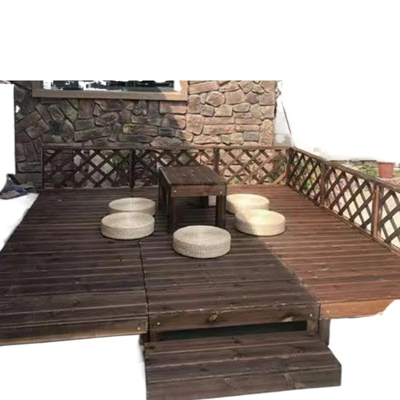 Houten vloer voor buiten, platformtreden balkon vrije tijd binnenplaats massief hout, platformtuin tatami waterdichte combinatie