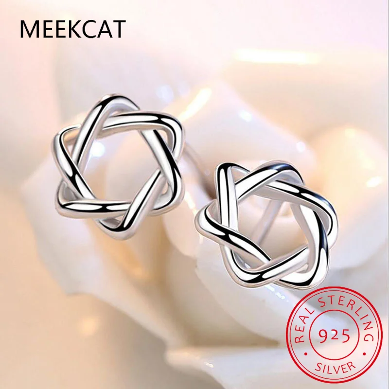 925 Sterling Silver minimalis Fashion bintang David Hexagram anting Stud lucu remaja telinga tulang tindik aksesoris perhiasan