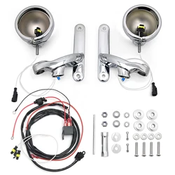 Chromed fog lamp housing electra glide fog light bracket road king LED 4.5'' passing light bracket for Harley motorcycle
