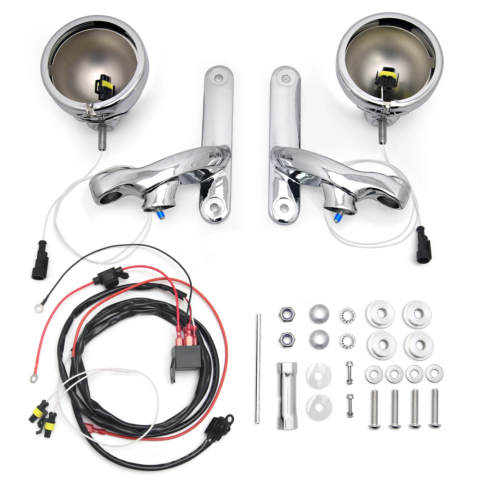 Chromowana obudowa lampy przeciwmgielnej electra glide wspornik światła przeciwmgielnego road king LED 4.5 ''uchwyt światła mijania do motocykla Harley