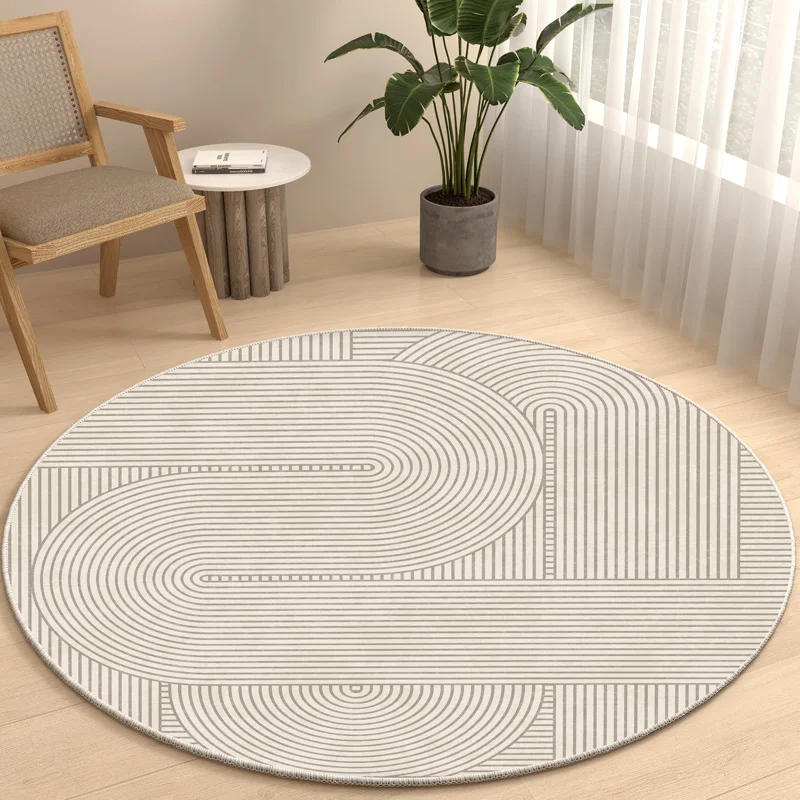 

Wabi Sabi Style Round Large Area Carpet Living Room Household Line Geometric Anti Slip Carpets 2024 New Highend Light Luxury Rug