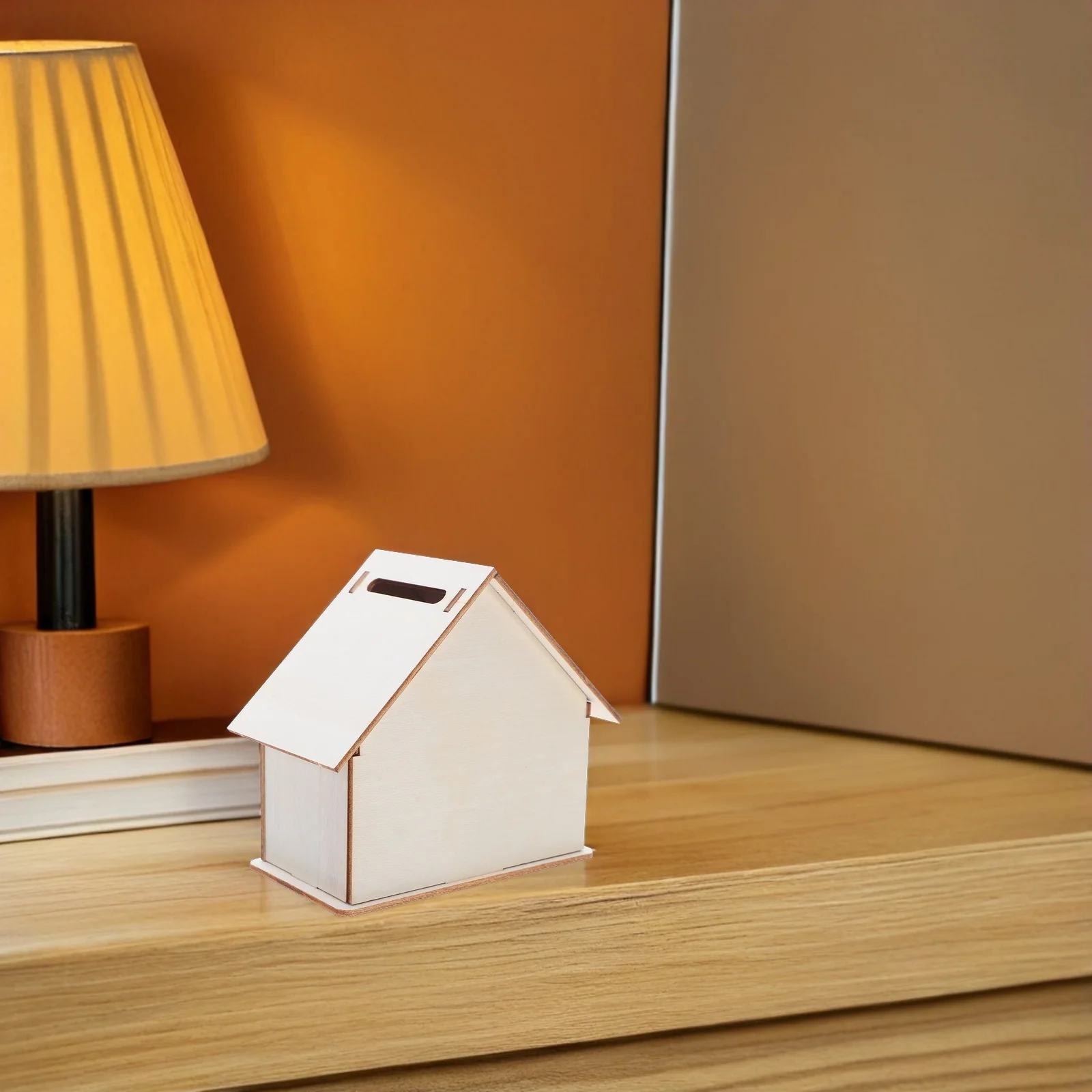 

10Pcs Children White DIY Wooden Piggy Bank Unpainted Wood House Savings Bank Craft Kids Creativity Painting Wooden House Kit