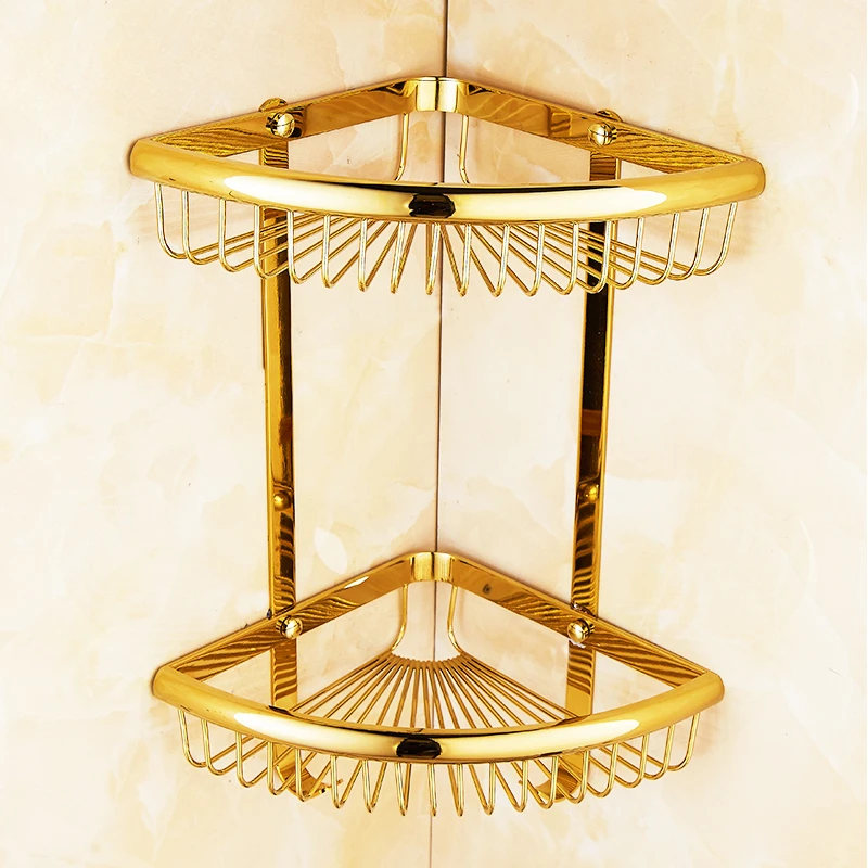 European bathroom tripod copper bathroom corner basket, all copper tripod basket, gold rack