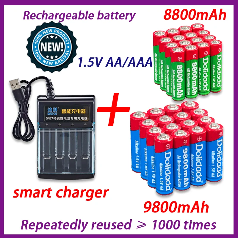 

Best 1.5V AA9800mAh+AAA8800mAh+USBcharger 1.5V Nickel Hydrogen Battery Used for MP3 MP4 Player Electronic Toys Camera Batteries