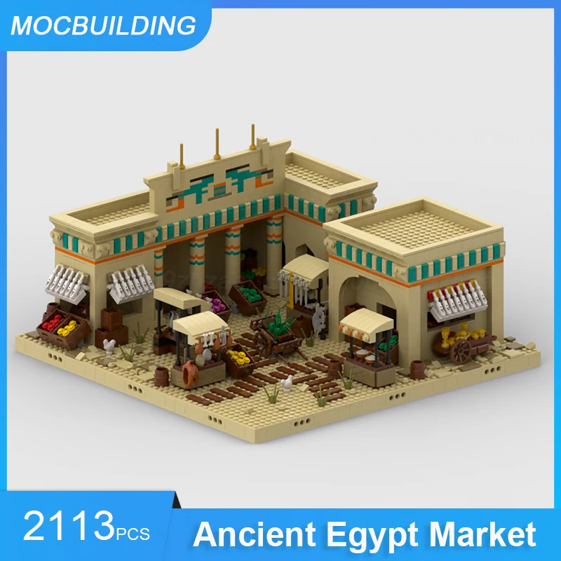 MOC ブロック古代エジプト寺院村ジオラマモジュール建物 DIY 組み立てるレンガ建築ディスプレイコレクションおもちゃギフト