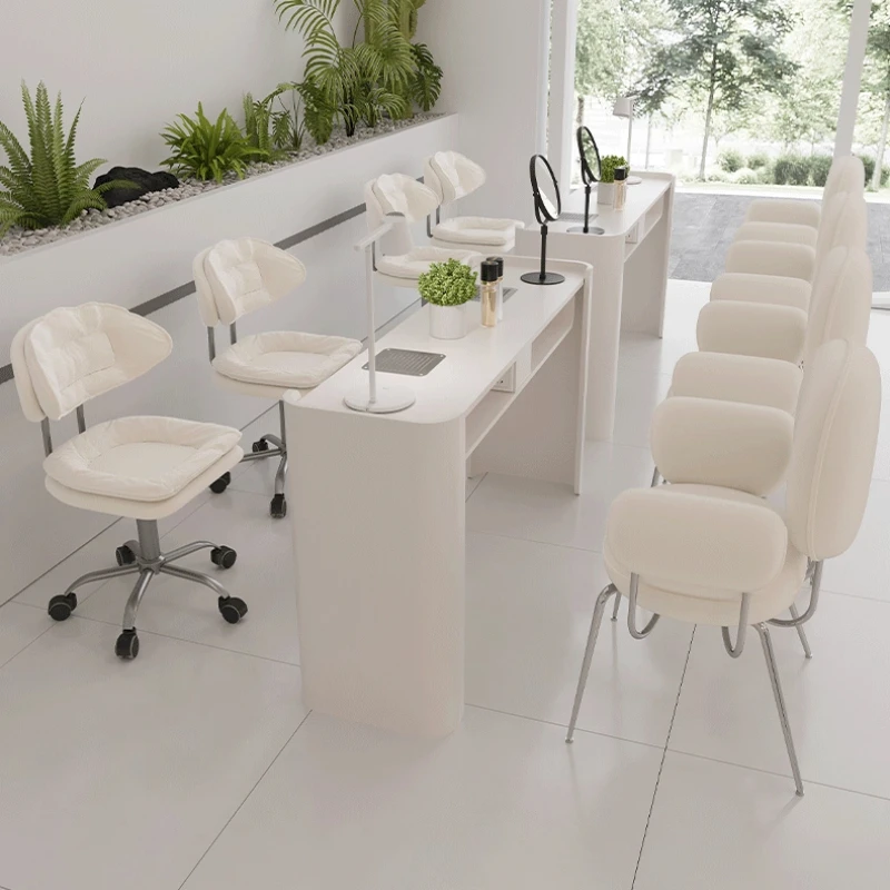 

Маникюрный стол в скандинавском стиле с кремовым покрытием, современный дизайн, с функцией вакуумной очистки, высококачественная мебель для салонов красоты FYNT