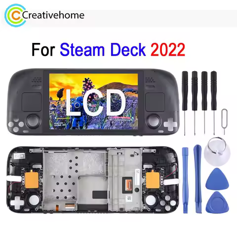 Original 7'' LCD Screen with Frame For Steam Deck 2022 512GB Game Console Frosted Version 60Hz Display Touch Screen Spare Part