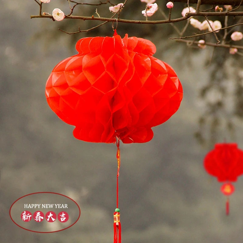 Chinese Red Lantern Chinese New Year paper Lantern 2025 Spring Festival Hanging Decor Good Fortune Party Supplies