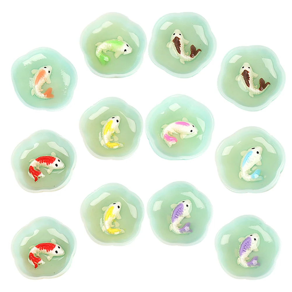 15-teiliges Miniatur-Aquarium-Dekorationsset, detailliertes Kunstharz-Handwerk für Mini-Haus-Innenräume, Desktop-Garten-Layout, Kleinmaßstab-Diorama