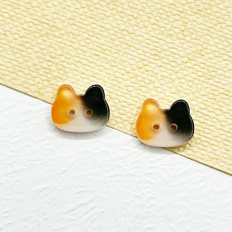 20Pcs Cute Cat Two-eye Buttons 12mm Colourful Cartoon Cat Resin Buttons DIY Kids' Clothes Hats Socks Buttons for Creative Use image 5
