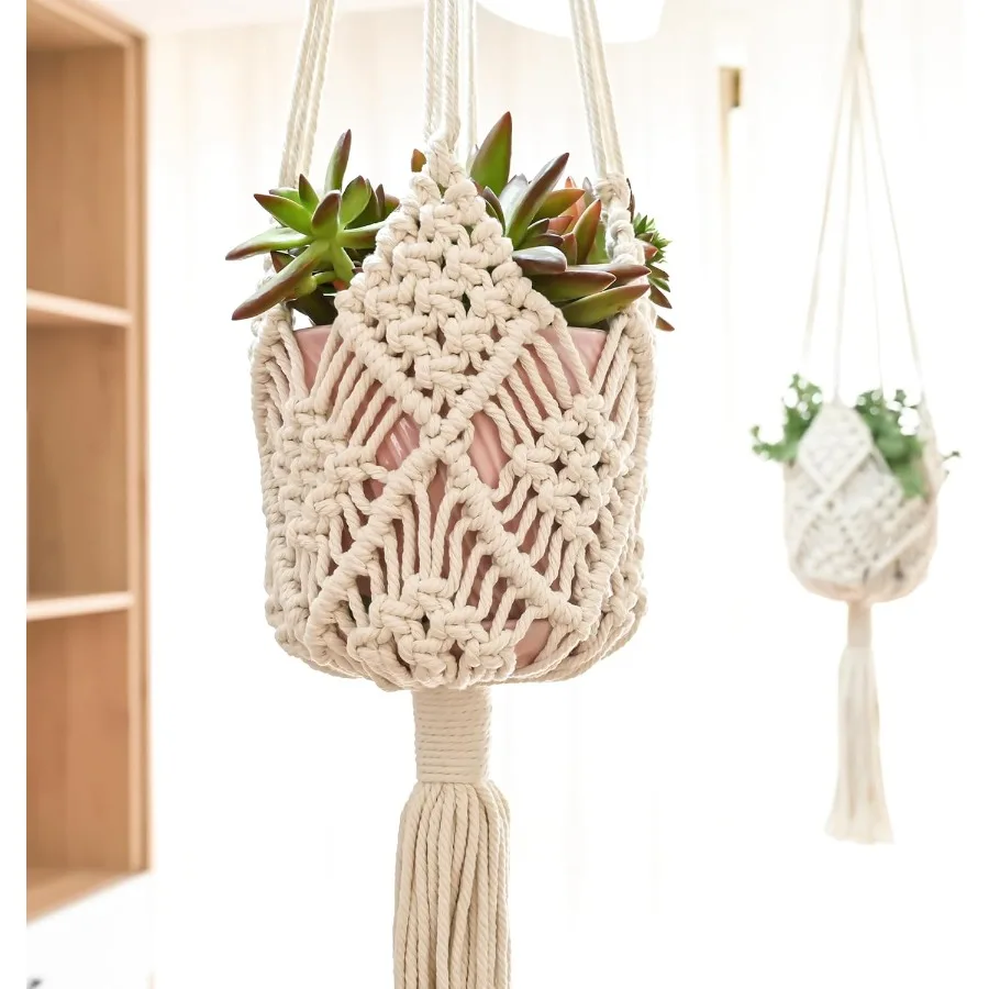 

Hanging Planter with Patterns2Packs Macrame Plant Hangers Indoor Macrame for up to 8 inch Pot Crochet Boho Plant Hanger Holder
