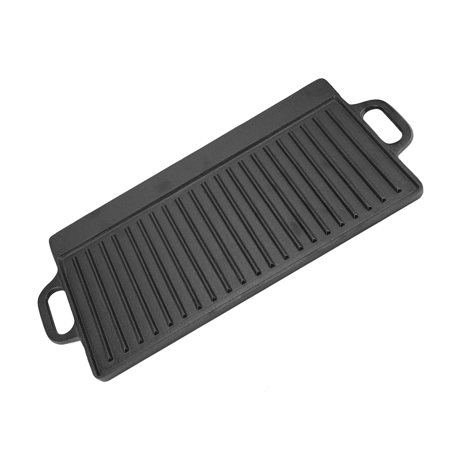 Non-Stick Cast Iron Grill Griddle Pan Ridged and Flat Double Sided Baking Cooking Tray Bakeware
