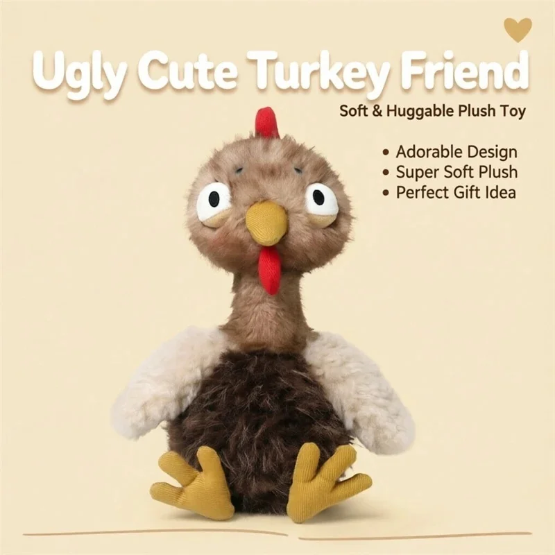 Turkey Plush Toy Stuffed Plush Doll, Soft Pillow Cute Chicken Cuddle Doll, for Kids Girls Birthday Christmas Gift, Sleep Compani