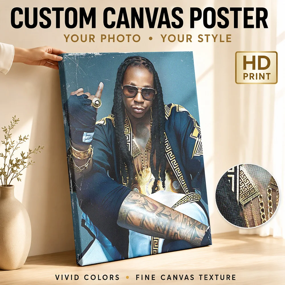 2 Chainz Potrait Canvas Poster Personalized Photo Retro Music Wall Art for Studio Bedroom Decor Collectible Ready to Hang Gift