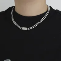 Heavy Matte Brush Men Women Curb Cuban Chain Necklace Vintage Stainless Steel Punk Hiphop Bike Biker Cross Choker Jewelry