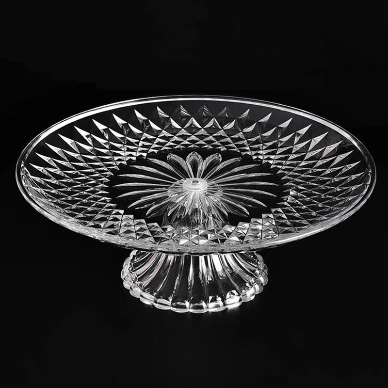 Acrylic Clear Serving Plates Fruit Dessert Salad Tray Cupcake Display Stand Round Dinner Plate Kitchen Supplies