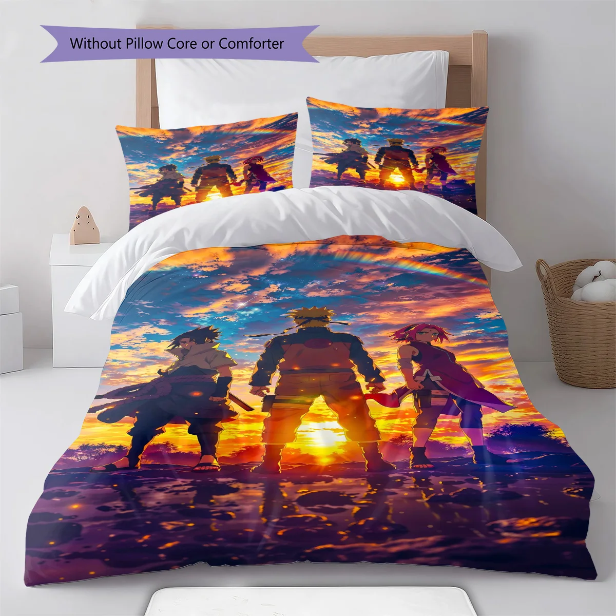 Naruto Sitting Calm Pose Bedding Set Anime Duvet Cover Polyester Soft Comforter Set -QJY