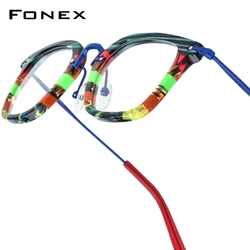 FONEX Acetate Titanium Eyeglasses Frame Men New Brand Design Retro Vintage Square Glasses Frames Japanese Handmade Eyewear 85791