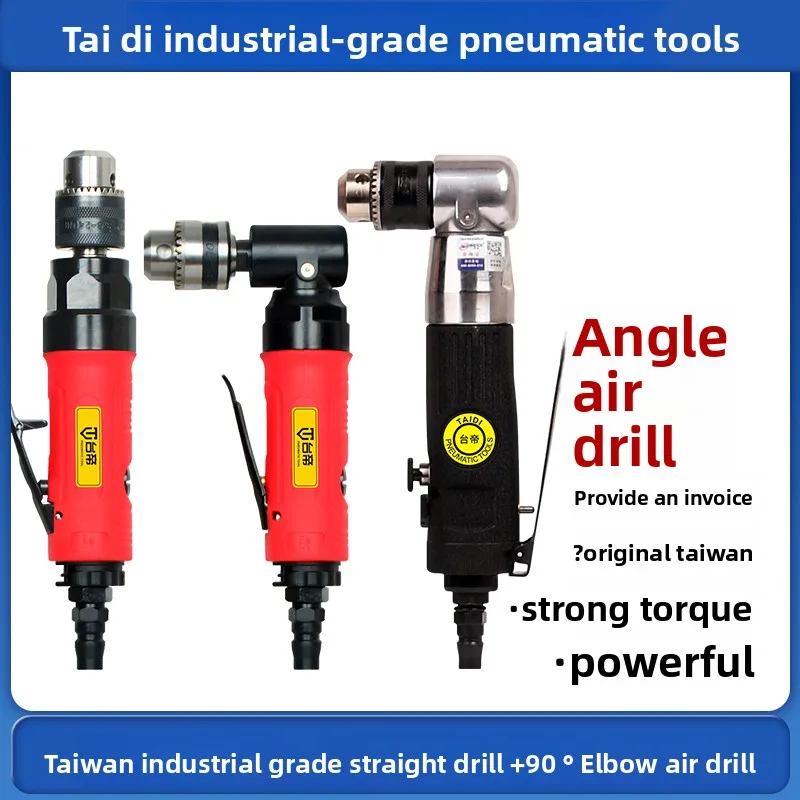 Taiwan Pneumatic Angle Drill Chuck 10mm Wood Board Right-Angle Drilling Machine Reversible L-Type Air Drill