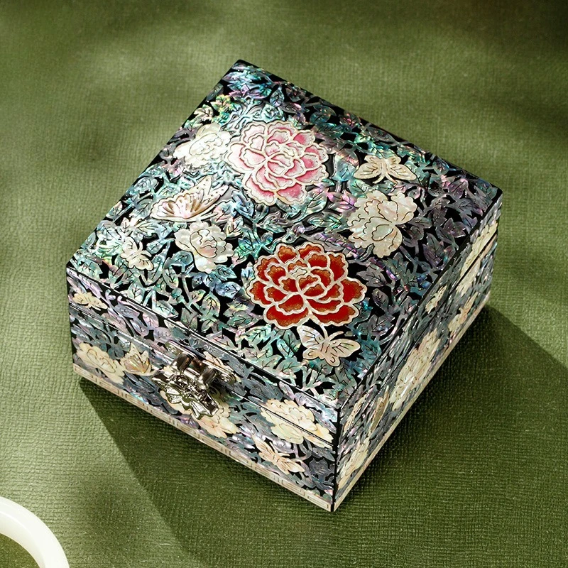 Mother of Pearl Lacquer Jewelry Storage Box for Necklace Bracelet Ring High Grade Chinese National Trend Luxury Jewelry Box Gift