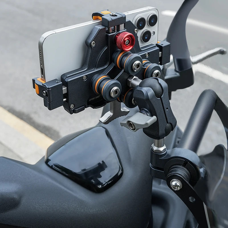 Supporto per telefono per moto di alta qualità Supporto universale per assorbimento degli urti in lega per bici Supporto mobile per moto Staffa di navigazione per motos