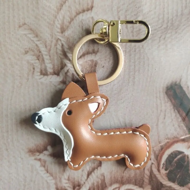 

Lovely Welsh Corgi Keychain Animal Dog Bag Accessories Cartoon Cow Leather Dog Cute Puppy Fashion Bulldog Bags Pendant