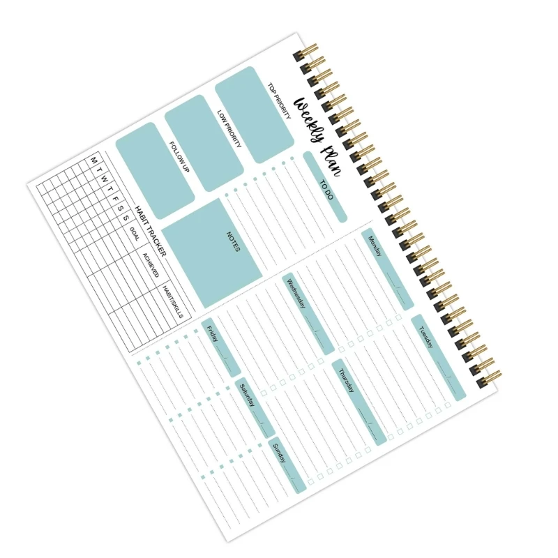 E9LB Wochenplaner To-Do-Listen-Notizbuch, wasserdichter PP-Einband, 54 Blatt für Journaling