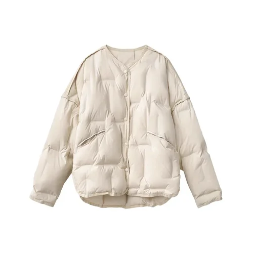 CHIC VEN 여성용 다운 코트, 한국 심플 브이넥 90 화이트 덕 다운 코트, 캐주얼 루즈한 따뜻한 재킷, 가을 겨울 패션, 신상 2024 