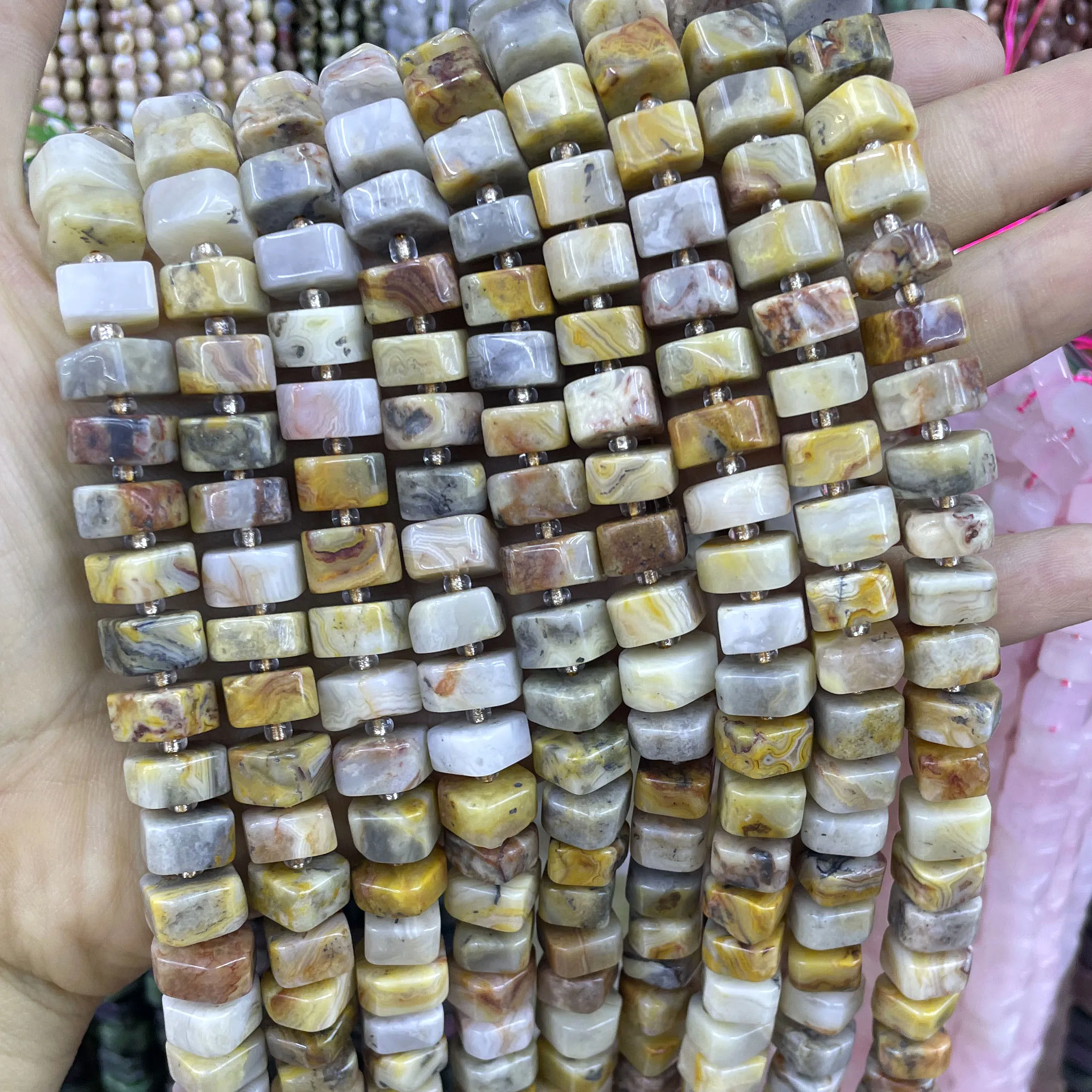 6X10MM Natural Stone Irregular Crazy Agate Loose Spacer Beads For Jewelry Making Charm Diy Bracelets Necklace Accessories