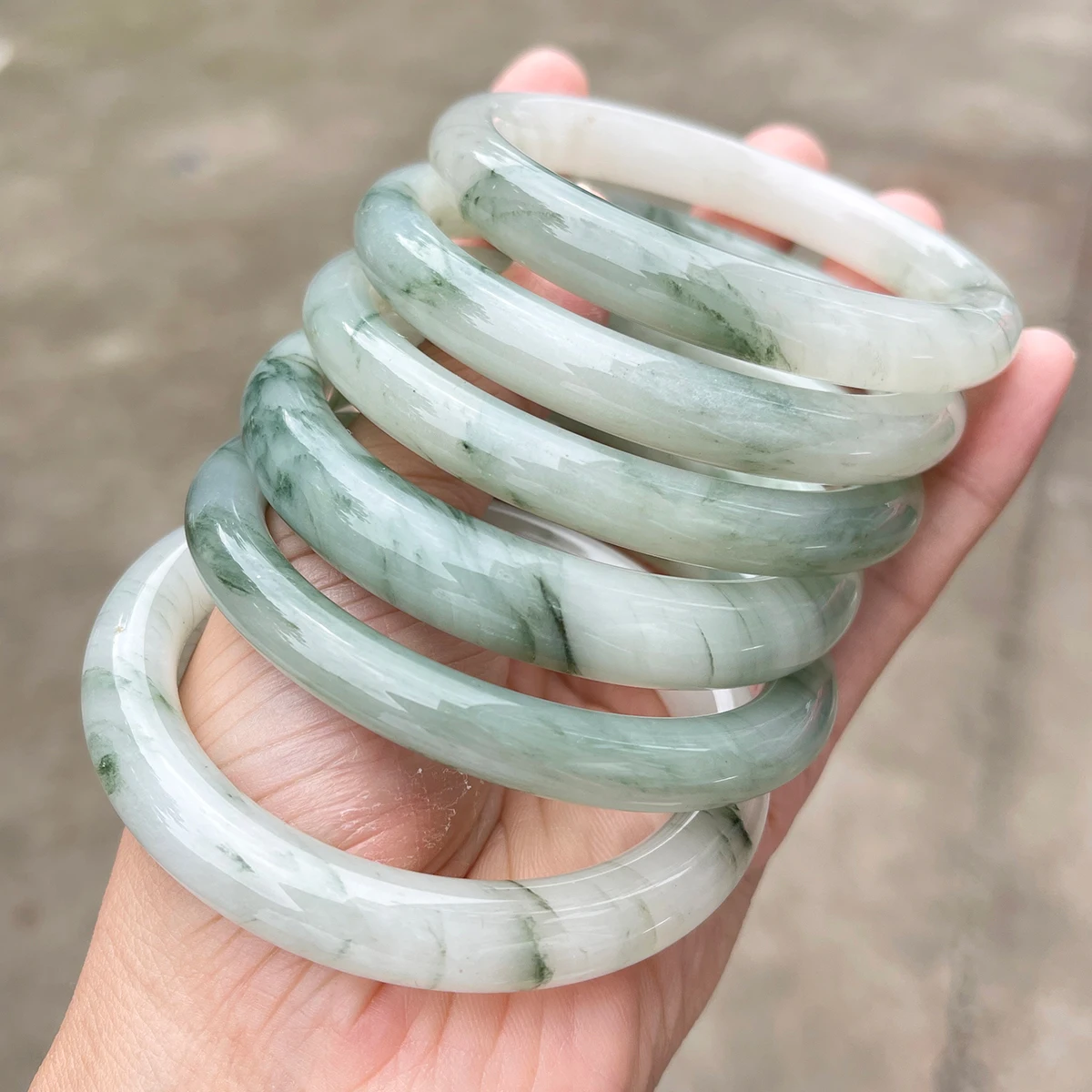 100 % Naturstein-Armreif aus Tianshan-Jade, breites Armband für Frauen, Heilkristall-Schmuck, Geschenk, Armbänder und Armreifen – Detail 7