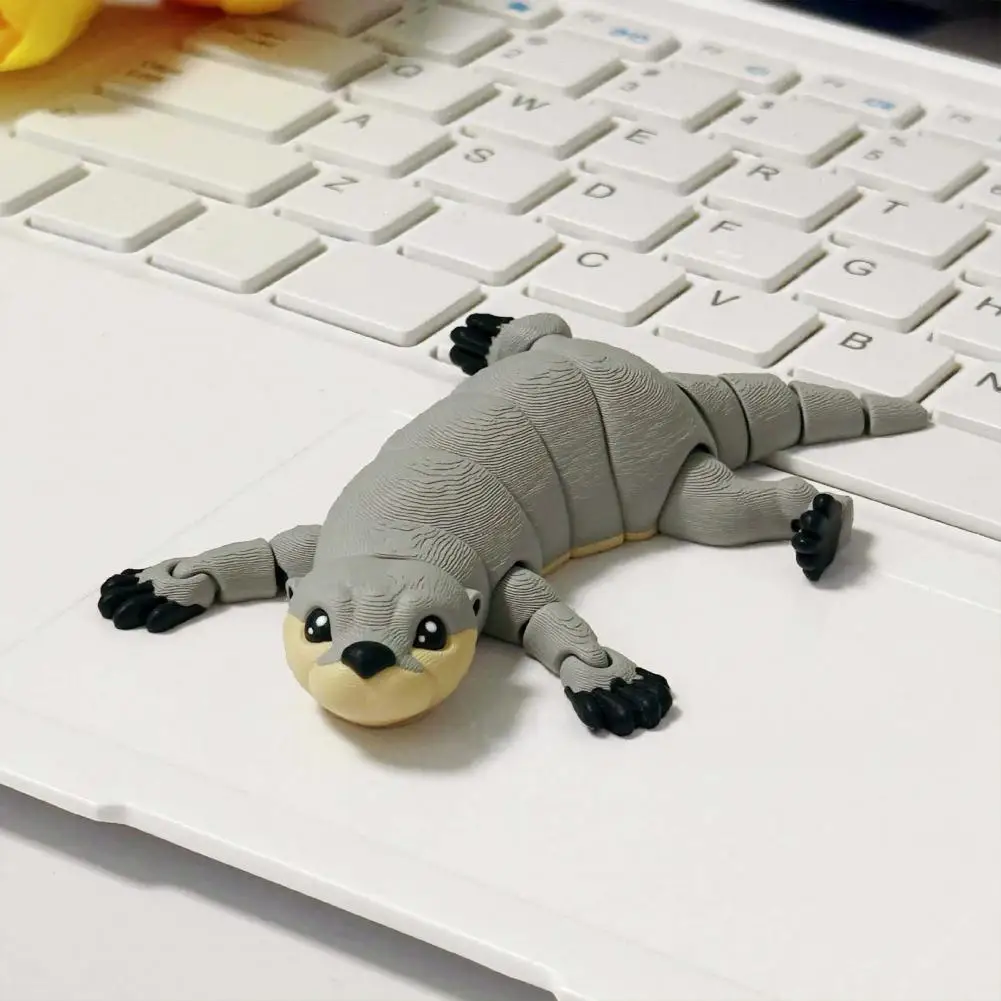 Movable Joint Toy 3d Printed Articulated Otter Toy for Kids Flexible Movable Otter Fidget Figure Stress Relief Desk Decor Stress