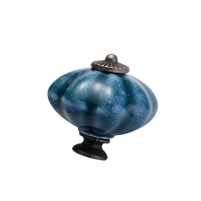 SHX Garden American Pumpkin Ceramic Handle Single-hole Hand-painted Ceramic Handle Cabinet Door Drawer Furniture Handle 40MM
