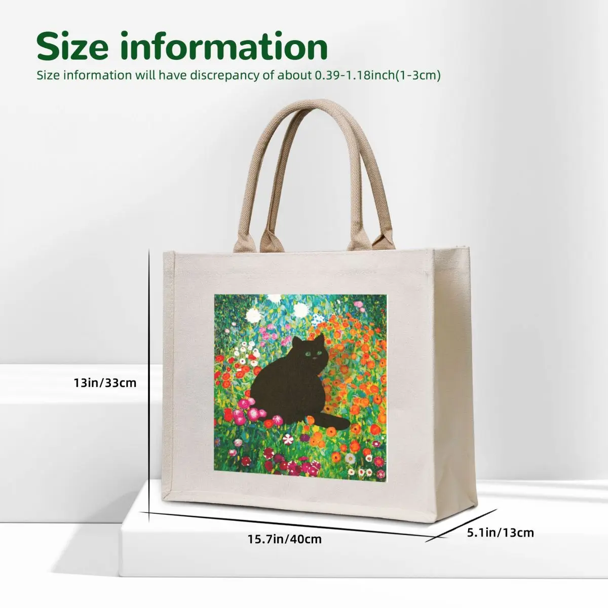 Gustav Klimt Cat ,Klimt Garden Cat , Funny Cat mom gift, Black Art Tote Bag tote bag woman Big bag women